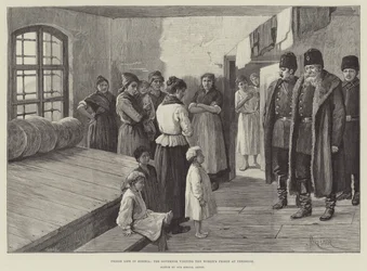 Gefängnisleben in Sibirien, der Gouverneur besucht das Frauengefängnis in Jenisseisk